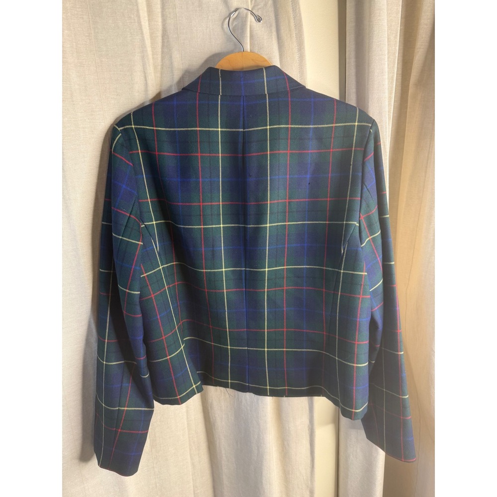Vtg Pendleton Wool Plaid Zip Up Jacket Tartan Blazer Green Blue Red Yellow - Picture 4 of 11